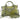 Balenciaga Classic 2-Way i limegrønt læder med nitter, hanke og skulderrem, set forfra